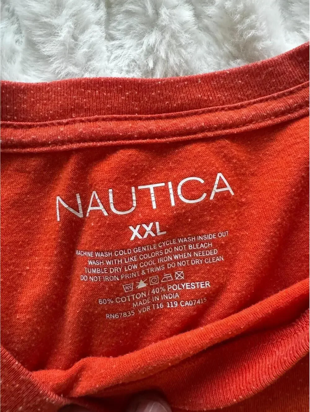 Nautica T Shirt Mens XXL‎ Orange Crew Neck Short Sleeve Logo Tee Casual Basic